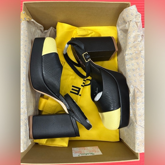 NWT Charlotte Stone Petra Platform Shoes in Black/ Butter Size 8 - Picture 6 of 16